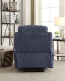 Rosia Contemporary/Casual Recliner (Motion) Blue Navy Velvet (#KDY-6) --> 18C Material was Linen/Microfiber 59545-ACME