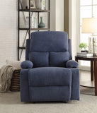 Rosia Contemporary/Casual Recliner (Motion) Blue Navy Velvet (#KDY-6) --> 18C Material was Linen/Microfiber 59545-ACME