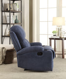 Rosia Contemporary/Casual Recliner (Motion) Blue Navy Velvet (#KDY-6) --> 18C Material was Linen/Microfiber 59545-ACME