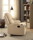 Rosia Contemporary/Casual Recliner (Motion) Beige Velvet (KDY-7) --> 18C Material was Linen/Microfiber 59551-ACME