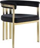 Marcello Velvet / Engineered Wood / Iron / Foam Contemporary Black Velvet Dining Chair - 23.5" W x 24" D x 28" H