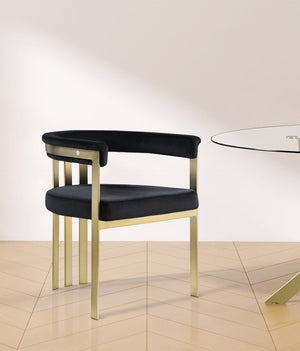 Marcello Velvet / Engineered Wood / Iron / Foam Contemporary Black Velvet Dining Chair - 23.5" W x 24" D x 28" H