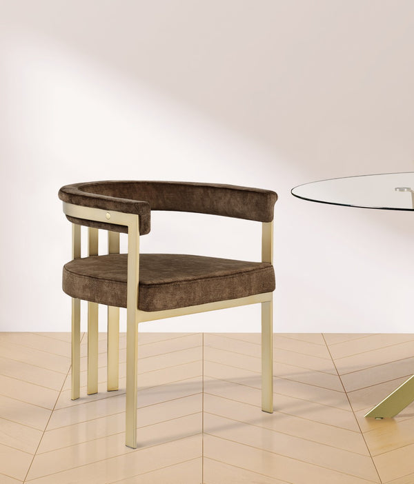 Marcello Velvet / Engineered Wood / Iron / Foam Contemporary Brown Velvet Dining Chair - 23.5" W x 24" D x 28" H