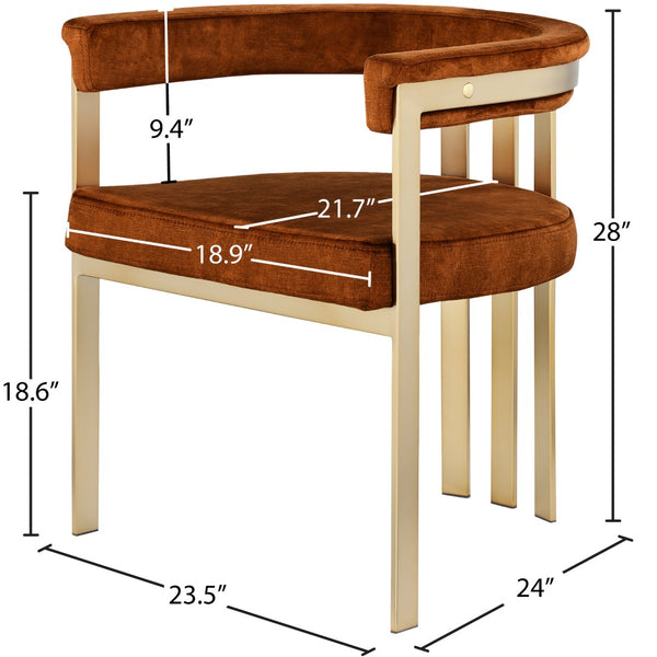Marcello Velvet / Engineered Wood / Iron / Foam Contemporary Cognac Velvet Dining Chair - 23.5" W x 24" D x 28" H