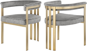 Marcello Velvet / Engineered Wood / Iron / Foam Contemporary Grey Velvet Dining Chair - 23.5" W x 24" D x 28" H