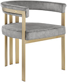 Marcello Velvet / Engineered Wood / Iron / Foam Contemporary Grey Velvet Dining Chair - 23.5" W x 24" D x 28" H