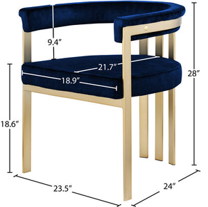Marcello Velvet / Engineered Wood / Iron / Foam Contemporary Navy Velvet Dining Chair - 23.5" W x 24" D x 28" H