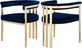 Marcello Velvet / Engineered Wood / Iron / Foam Contemporary Navy Velvet Dining Chair - 23.5" W x 24" D x 28" H