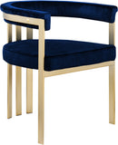 Marcello Velvet / Engineered Wood / Iron / Foam Contemporary Navy Velvet Dining Chair - 23.5" W x 24" D x 28" H