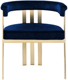 Marcello Velvet / Engineered Wood / Iron / Foam Contemporary Navy Velvet Dining Chair - 23.5" W x 24" D x 28" H