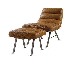 Bison Industrial/Contemporary Accent Chair Toffee TGL (Desert Leather) • METAL BASE] tbc (Matt Iron) 59650-ACME