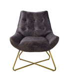 Dhalsim Contemporary Accent Chair Antique Ebony TGL (Antique Ebony Leather) • METAL BASE] tbc (Matt Iron or Rusty??) 59666-ACME