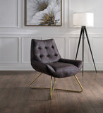 Dhalsim Contemporary Accent Chair Antique Ebony TGL (Antique Ebony Leather) • METAL BASE] tbc (Matt Iron or Rusty??) 59666-ACME