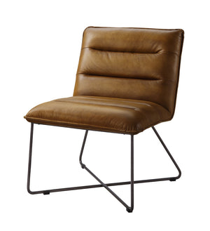 Balrog Contemporary Accent Chair Saddle Brown TGL (Sahara) • METAL BASE] tbc (Matt Iron) 59671-ACME