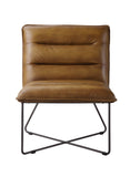 Balrog Contemporary Accent Chair Saddle Brown TGL (Sahara) • METAL BASE] tbc (Matt Iron) 59671-ACME