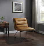 Balrog Contemporary Accent Chair Saddle Brown TGL (Sahara) • METAL BASE] tbc (Matt Iron) 59671-ACME