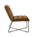 Balrog Contemporary Accent Chair Saddle Brown TGL (Sahara) • METAL BASE] tbc (Matt Iron) 59671-ACME