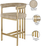 Marcello Velvet / Engineered Wood / Iron / Foam Contemporary Beige Velvet Counter Stool - 22.5" W x 20" D x 35.5" H