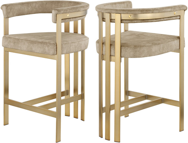 Marcello Velvet / Engineered Wood / Iron / Foam Contemporary Beige Velvet Counter Stool - 22.5" W x 20" D x 35.5" H