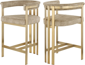 Marcello Velvet / Engineered Wood / Iron / Foam Contemporary Beige Velvet Counter Stool - 22.5" W x 20" D x 35.5" H