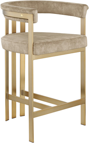 Marcello Velvet / Engineered Wood / Iron / Foam Contemporary Beige Velvet Counter Stool - 22.5" W x 20" D x 35.5" H