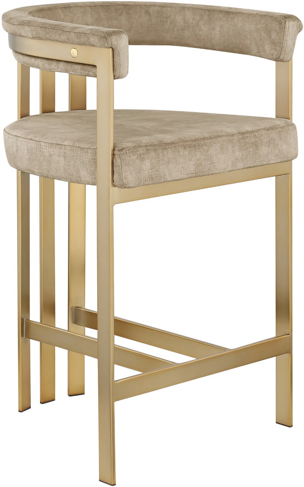 Marcello Velvet / Engineered Wood / Iron / Foam Contemporary Beige Velvet Counter Stool - 22.5" W x 20" D x 35.5" H