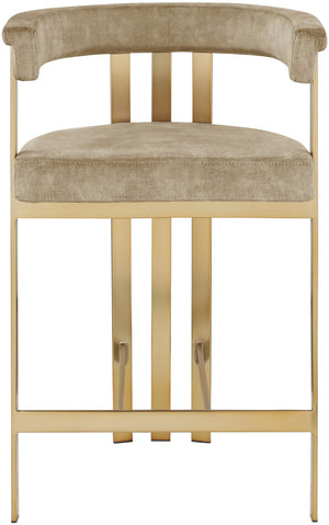 Marcello Velvet / Engineered Wood / Iron / Foam Contemporary Beige Velvet Counter Stool - 22.5" W x 20" D x 35.5" H
