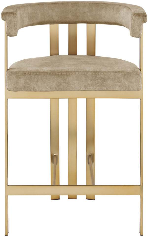 Marcello Velvet / Engineered Wood / Iron / Foam Contemporary Beige Velvet Counter Stool - 22.5" W x 20" D x 35.5" H