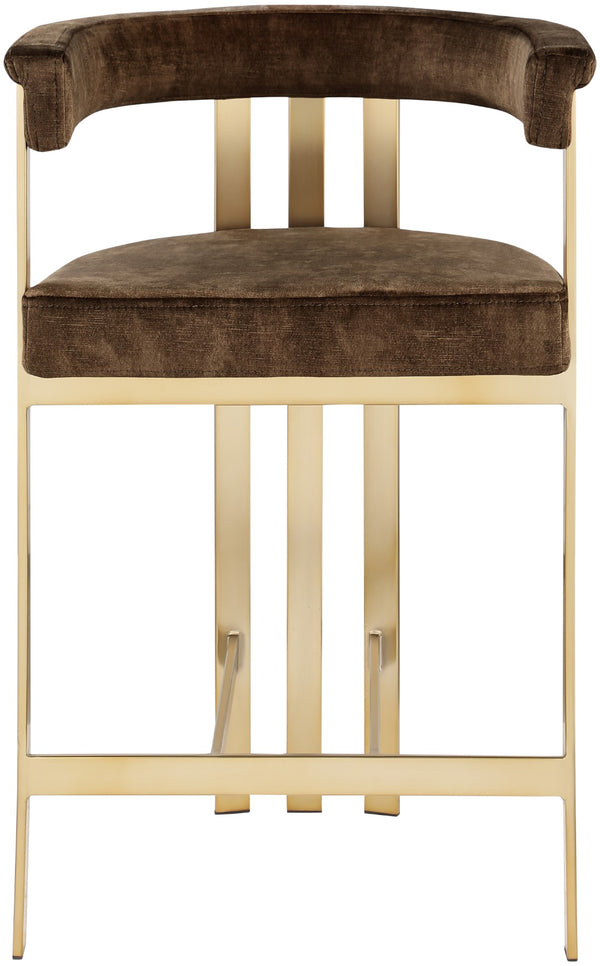 Marcello Velvet / Engineered Wood / Iron / Foam Contemporary Brown Velvet Counter Stool - 22.5" W x 20" D x 35.5" H