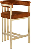 Marcello Velvet / Engineered Wood / Iron / Foam Contemporary Cognac Velvet Counter Stool - 22.5" W x 20" D x 35.5" H