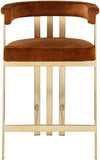 Marcello Velvet / Engineered Wood / Iron / Foam Contemporary Cognac Velvet Counter Stool - 22.5" W x 20" D x 35.5" H