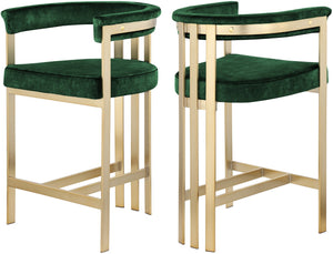 Marcello Velvet / Engineered Wood / Iron / Foam Contemporary Green Velvet Counter Stool - 22.5" W x 20" D x 35.5" H