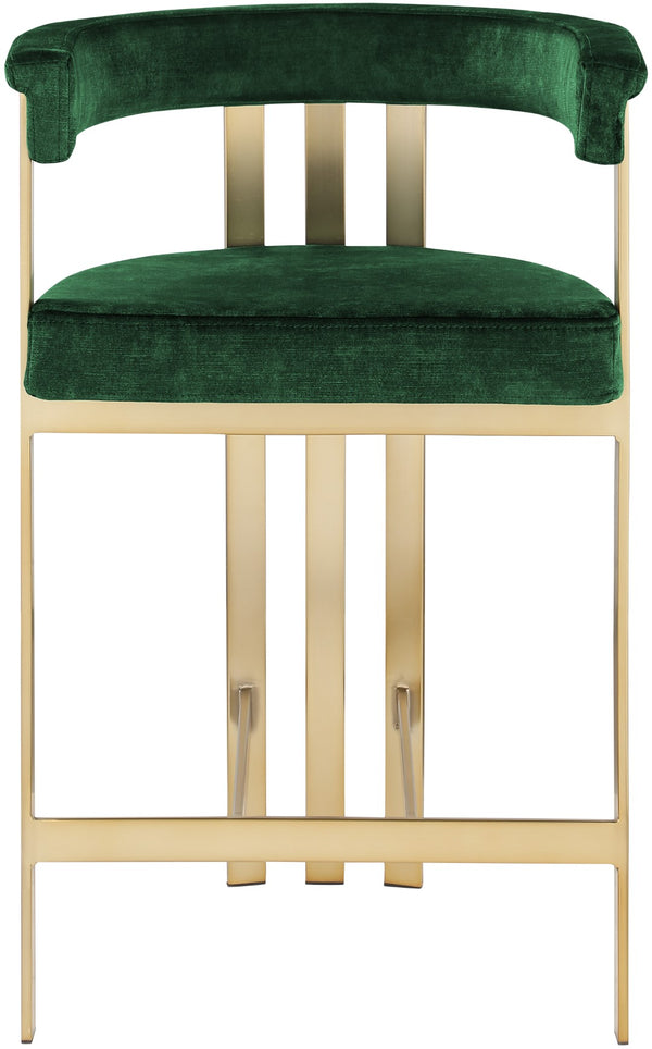Marcello Velvet / Engineered Wood / Iron / Foam Contemporary Green Velvet Counter Stool - 22.5" W x 20" D x 35.5" H