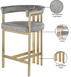 Marcello Velvet / Engineered Wood / Iron / Foam Contemporary Grey Velvet Counter Stool - 22.5" W x 20" D x 35.5" H