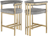 Marcello Velvet / Engineered Wood / Iron / Foam Contemporary Grey Velvet Counter Stool - 22.5" W x 20" D x 35.5" H