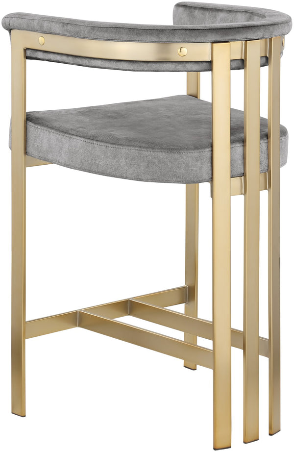 Marcello Velvet / Engineered Wood / Iron / Foam Contemporary Grey Velvet Counter Stool - 22.5" W x 20" D x 35.5" H