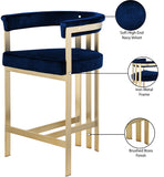 Marcello Velvet / Engineered Wood / Iron / Foam Contemporary Navy Velvet Counter Stool - 22.5" W x 20" D x 35.5" H