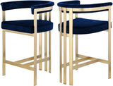 Marcello Velvet / Engineered Wood / Iron / Foam Contemporary Navy Velvet Counter Stool - 22.5" W x 20" D x 35.5" H