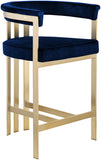 Marcello Velvet / Engineered Wood / Iron / Foam Contemporary Navy Velvet Counter Stool - 22.5" W x 20" D x 35.5" H