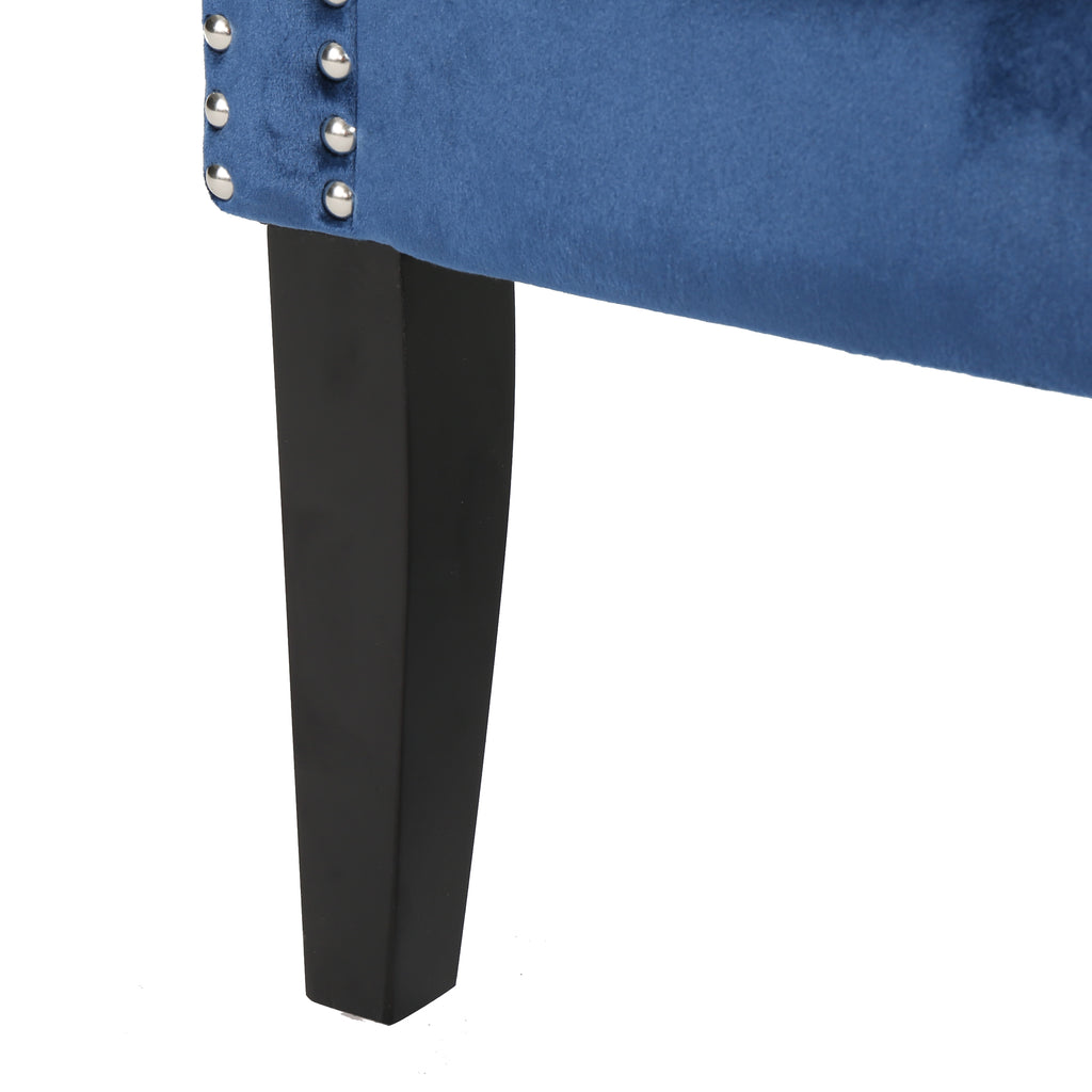 Tomlin Modern Glam Velvet Club Chair with Nailhead Trim, Cobalt Blue and Dark Brown Noble House