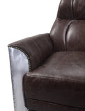 Brancaster Industrial Accent Chair Espresso TGL (Espresso) • Aluminum (Matte) 59715-ACME