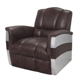 Brancaster Industrial Accent Chair Retro Brown TGL (G Brown) • Aluminum (Matte) 59716-ACME