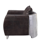 Kalona Industrial Accent Chair Distress Chocolate TGL (Igrachefe) • Aluminum (Matte) 59717-ACME