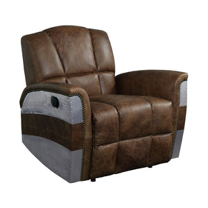 Brancaster Industrial Power Recliner Retro Brown Top Grain Leather(#G Brown) 59718-ACME