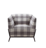 Niamey II Contemporary Accent Chair Checkered Pattern Fabric (cc#) • Metal Leg (Matt Iron) 59725-ACME