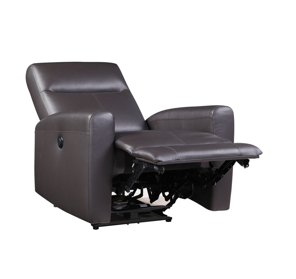 Blane Contemporary Recliner (Power Motion) Brown Top Grain Leather Match (cc# Top Leather+PVC) --> 8 RMB/M 59773-ACME