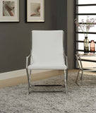 Rafael Contemporary Accent Chair White PU (HT-J4101 WHITE Microfiber PU) • Stainless Steel 59775-ACME