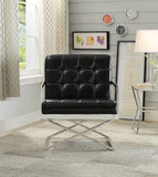 Rafael Contemporary Accent Chair Black PU (HT-J4015 BLACK, Microfiber PU) • Stainless Steel 59776-ACME