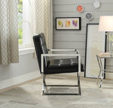 Rafael Contemporary Accent Chair Black PU (HT-J4015 BLACK, Microfiber PU) • Stainless Steel 59776-ACME