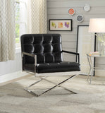 Rafael Contemporary Accent Chair Black PU (HT-J4015 BLACK, Microfiber PU) • Stainless Steel 59776-ACME